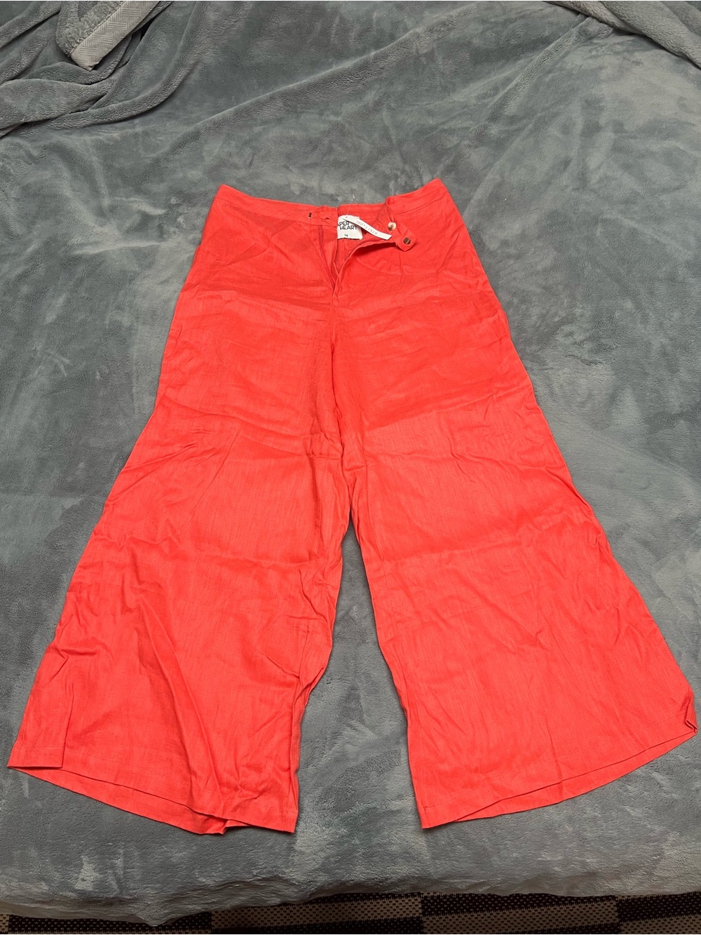 Bright Coral Wide-Leg Pants